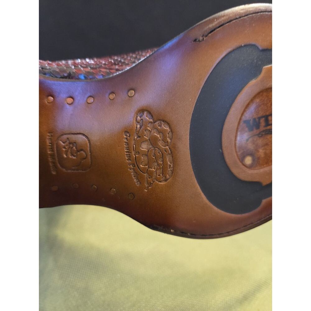 Wild West Burgundy Snake J Toe Cowboy Boot Handmade 299N5707 - Picture 10 of 11